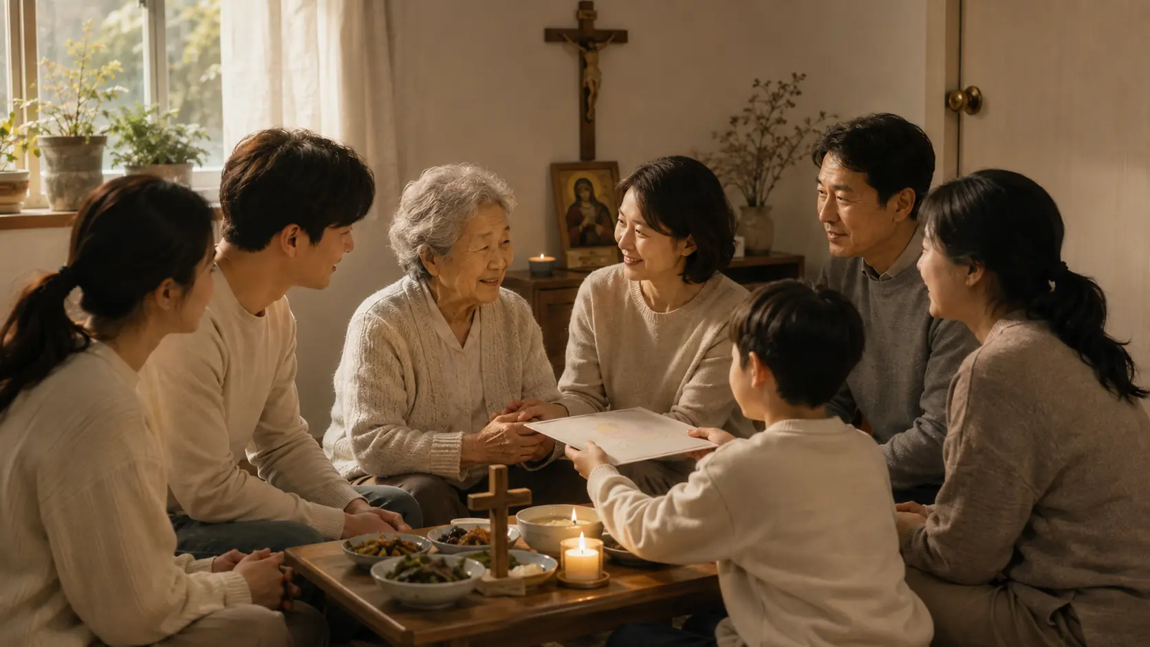 교회 공동체가 함께 말씀을 나누는 모습